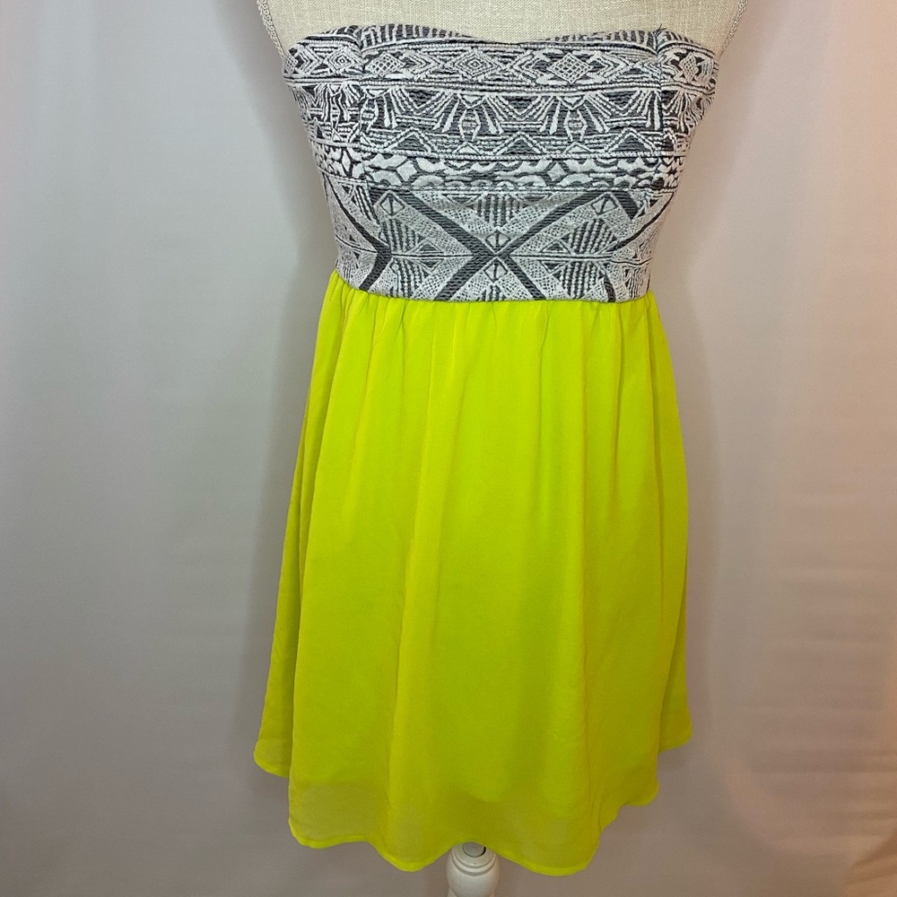 80’s Yellow Neon Strapless Dress